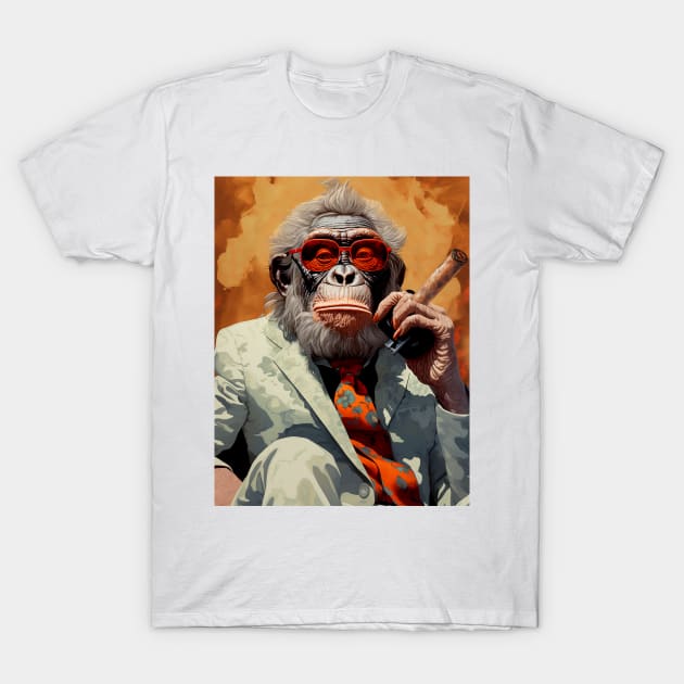 Cigar Smoking Orangutan: Sophisticated Orangutan Charm T-Shirt by Puff Sumo